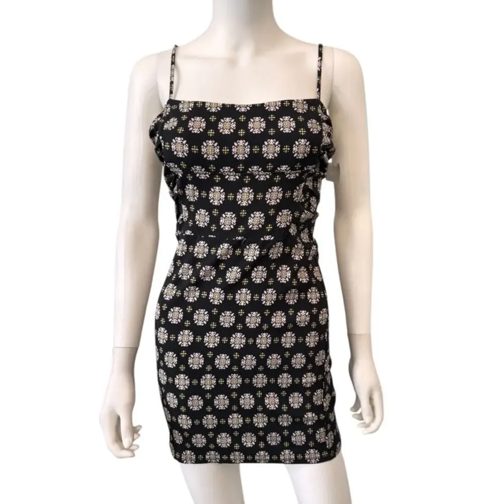 New FREE PEOPLE Women's Black Combo Center of Attention Mini Dress Size S